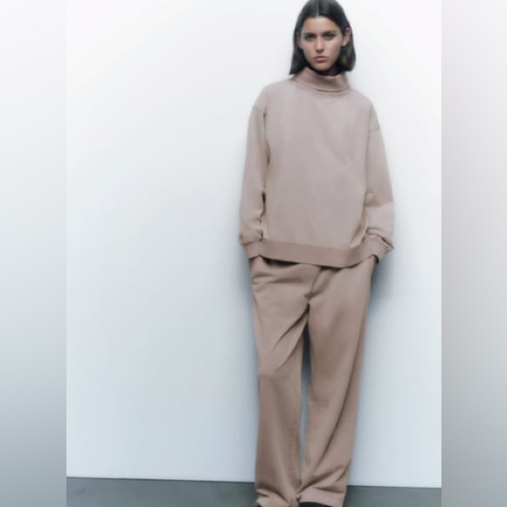 Zara washed ribbed trim sweatshirt